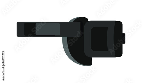 Black and gray virtual reality glasses isolated on a white background. Side view. Flat vector illustration