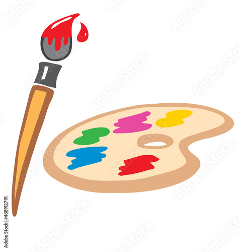 hand painted painters art palette and brush