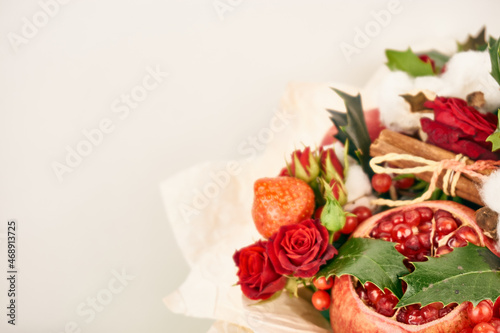 bouquet with red fruits cinnamon decoration gift organic