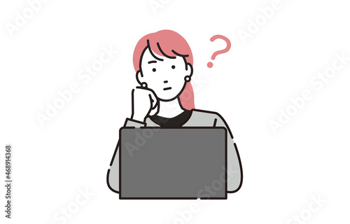 考える女性のビジネスパーソン
