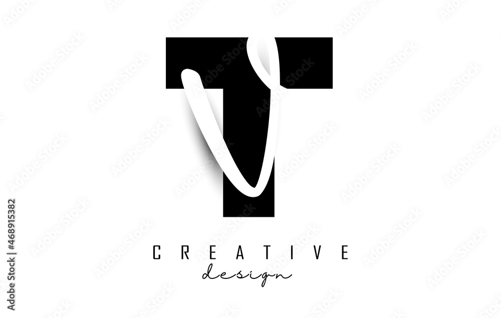 Letters TV Logo with a minimalist design. Letters T and V with geometric and handwritten typography. Letters TV Logo with a minimalist design. Letters T and V with geometric and handwritten typography.