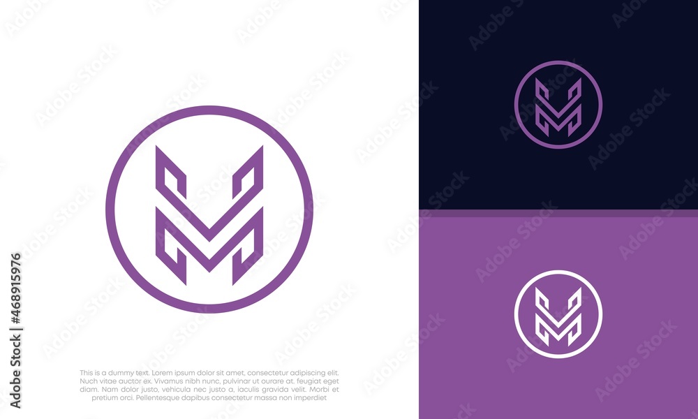 Initial M logo design. Innovative high tech logo template. 