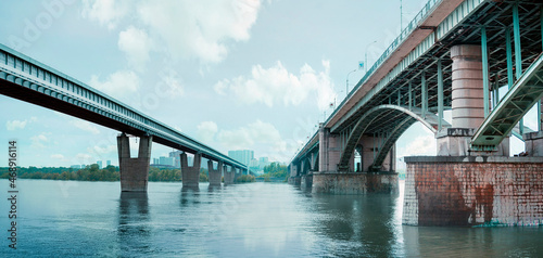 Metro bridge and Communal bridge across Ob river in Novosibirsk, Russia © Konstantin