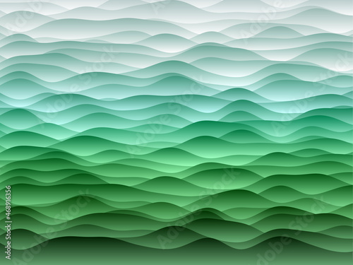 Abstract curves background. Smooth curves with gradients in blue green colors. Modern vector illustration.