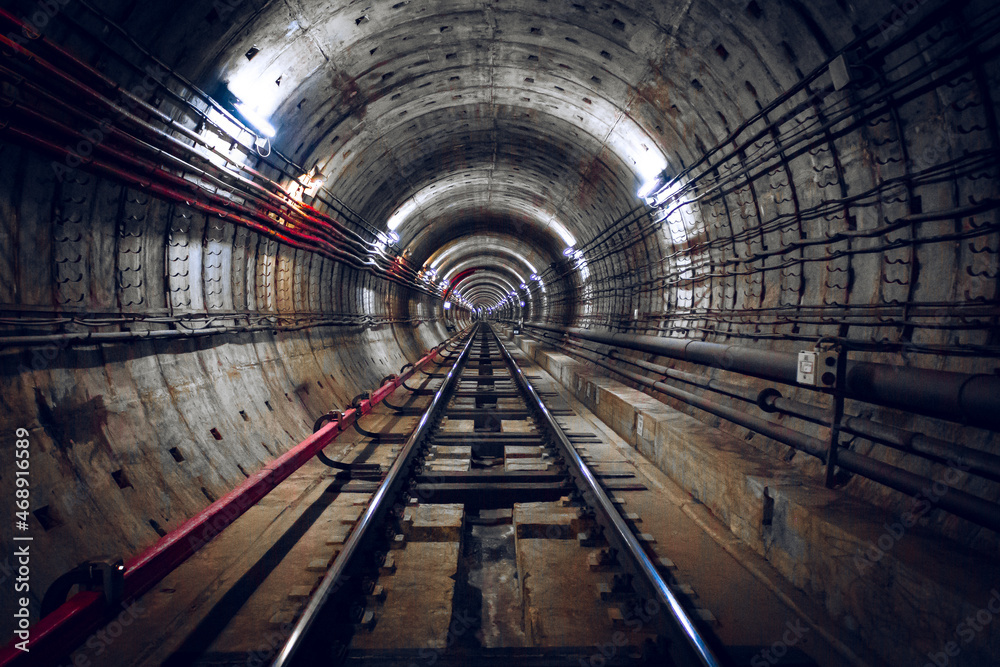 Underground transport tunnel, subway tunnel, St. Petersburg
