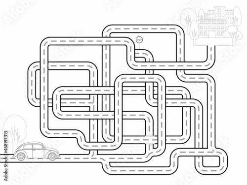 Maze game for kids. Сoloring page.