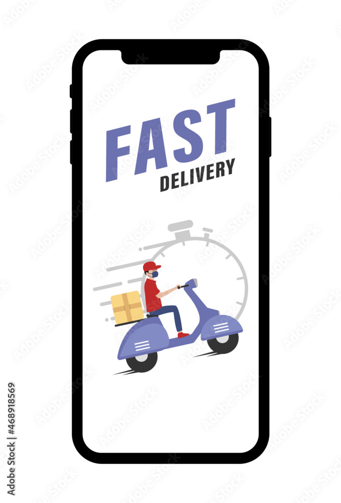 Fast delivery service, online tracking of delivery, delivery to any place. mobile app. Vector illustration