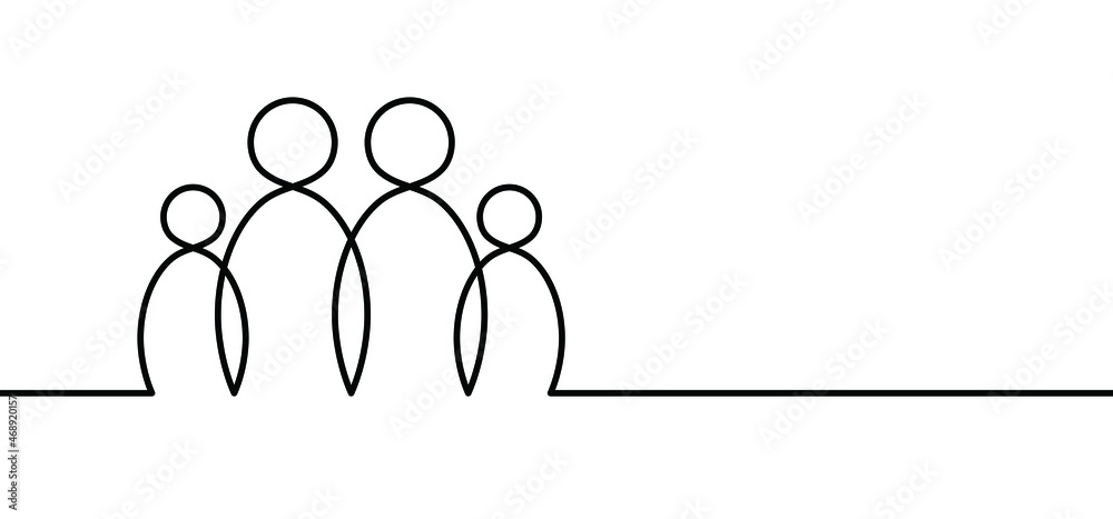 Cartoon happy family, husband, wife and children. Man, woman, boy or ...