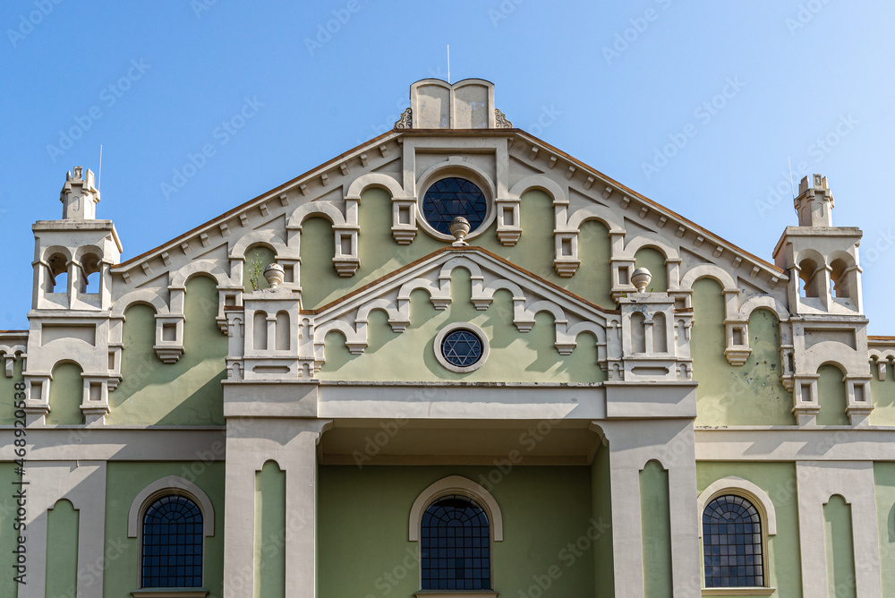 Fototapeta premium DROHOBYCH, UKRAINE - August, 2021: The Choral Synagogue in Drohobych, Lviv Oblast in Ukraine, is the most impressive of the Jewish structures in the town.