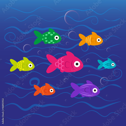 Colorful and patterned fish underwater. vector illustration