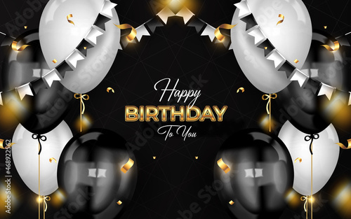 Happy birthday celebration background with realistic balloons