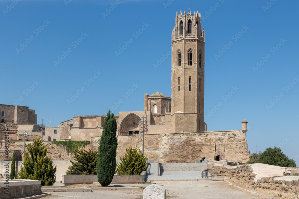 Lleida cathedral on a hot summer day