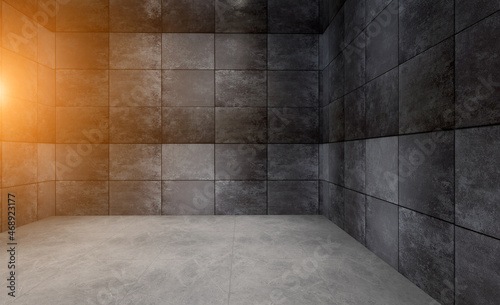 Bathroom interior bathtub. 3D rendering.. Sunset.