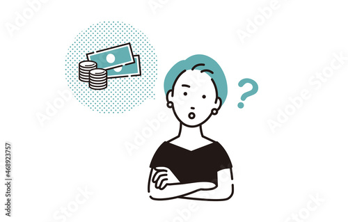 資産運用について考えるショート女性