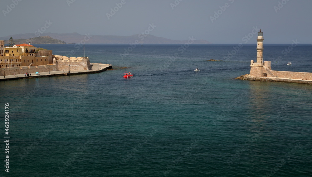 Aerail view at lighthouse, downtown and sea bay in Chania, Crete Aerail view at lighthouse, downtown and sea bay in Chania, Crete
