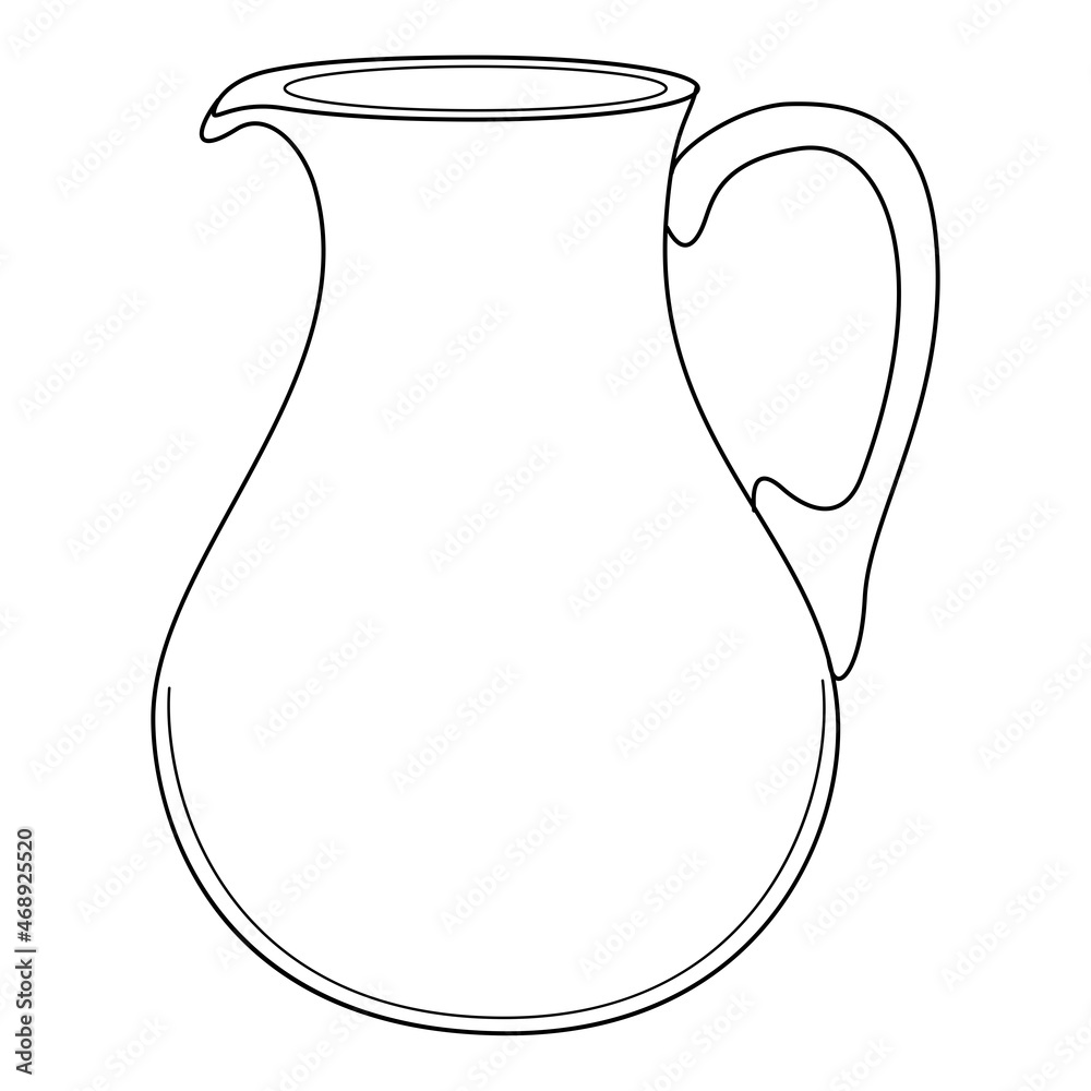 Glass jug. Simple Line drawing. Vector illustration. Stock Vector