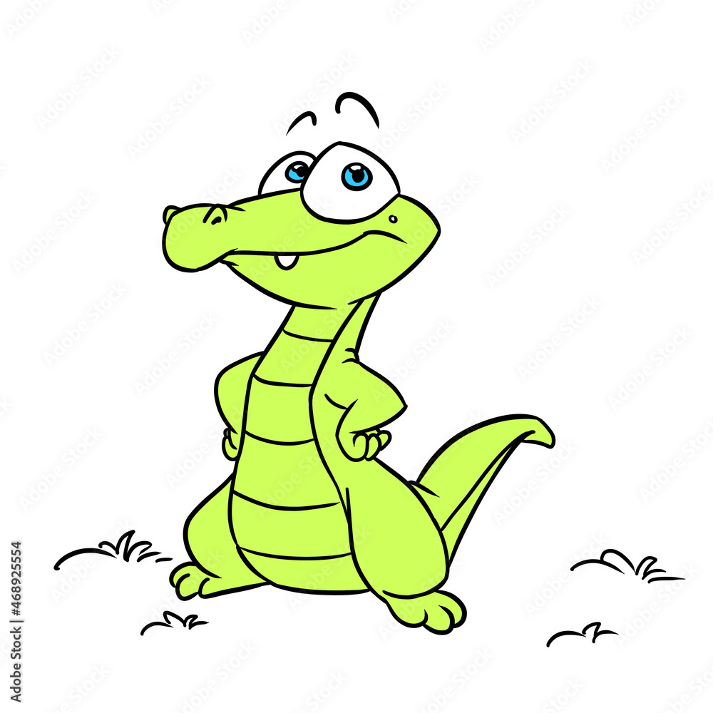 Obraz premium Joy little green crocodile illustration cartoon