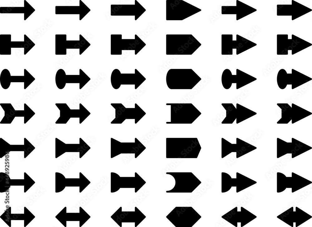 シンプル矢印アイコンセット 黒 Stock Vector Adobe Stock