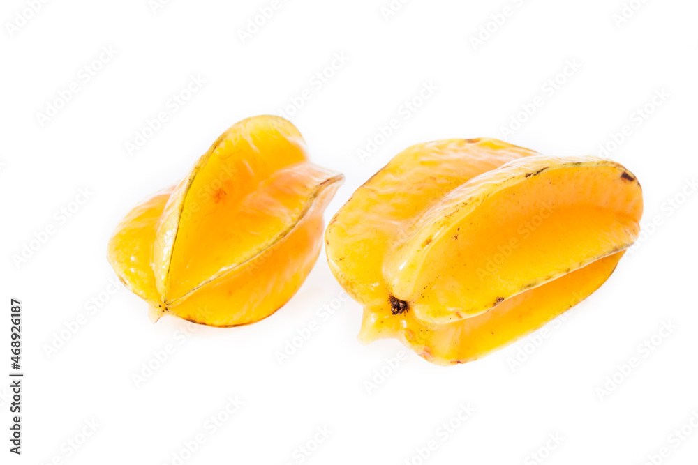 Averrhoa Carambolo - Star Fruit Or Carambola; Photo On White Background Averrhoa Carambolo - Star Fruit Or Carambola; Photo On White Background