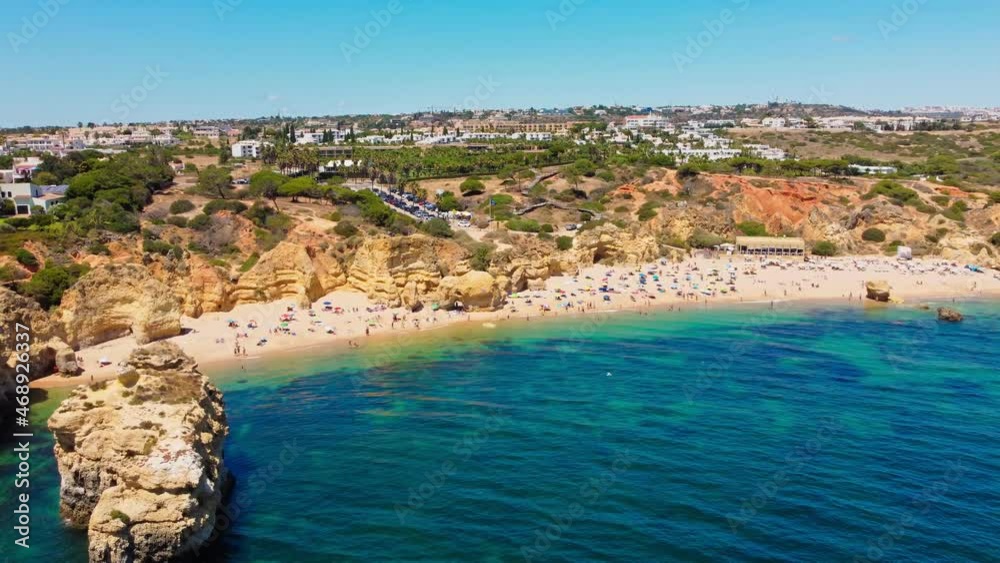 Aerial view of Praia dos Paradinha beach, Albufeira, Algarve, Portugal Aerial view of Praia dos Paradinha beach, Albufeira, Algarve, Portugal