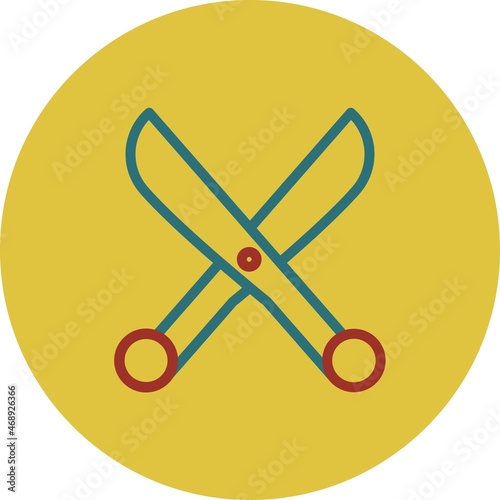 Scissor Line Two Color Vector Icon Design