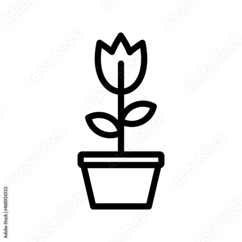 Flowerpot Line Vector Icon Design