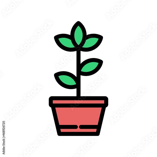 Flowerpot Line Filled Vector Icon Design