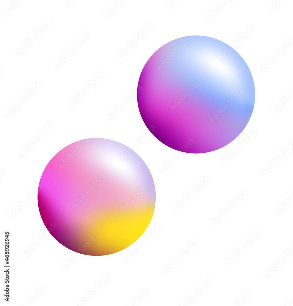 double gradient balls illustration in trendy color. the colorful spheres on a white background for banner, template, web element, etc. creative element in contemporary style.