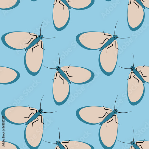 Seamless pattern, endless texture - Illustration on a square background - stylized moths - graphics. Summer, insects, unbearable ease of life. Design elements - Decoration of covers of notebooks