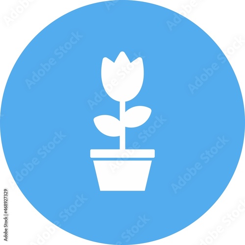 Flowerpot Glyph Circle Vector Icon Design