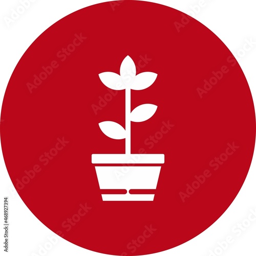 Flowerpot Glyph Circle Vector Icon Design