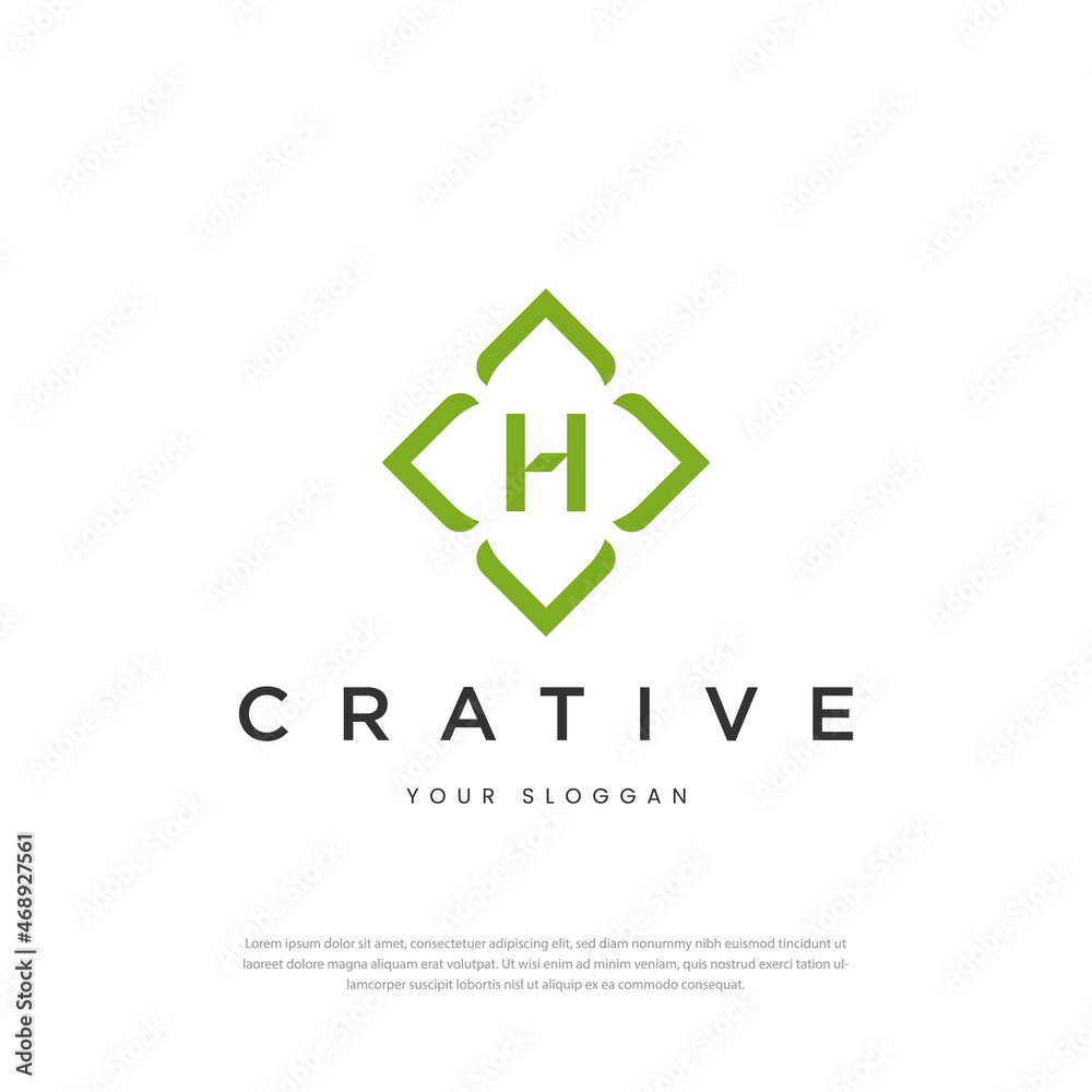 Letter logo illustration flower H. icon, logo design, template, monogram, vector. business logo Letter logo illustration flower H. icon, logo design, template, monogram, vector. business logo