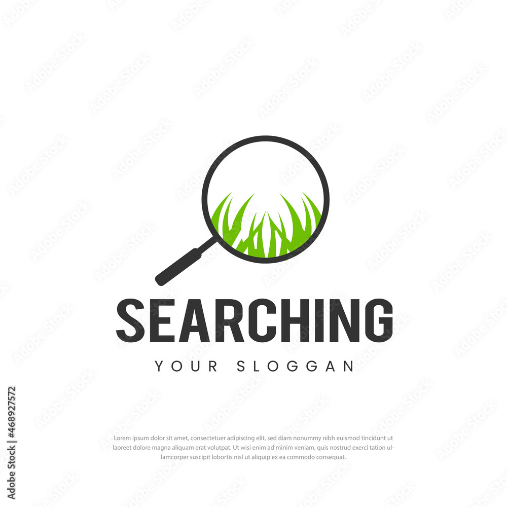 Circle Magnifying Glass Logo Design, Search, Zoom,Grass,Find Template