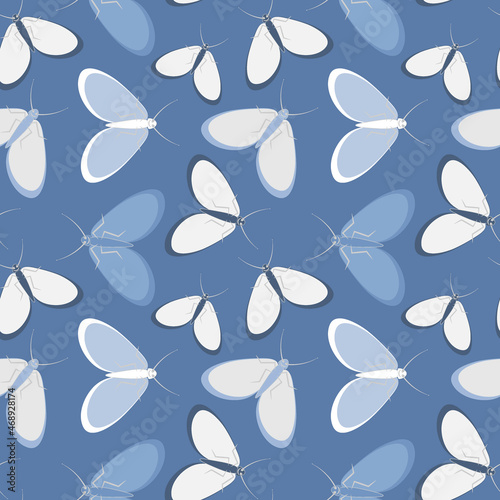 Seamless pattern, endless texture - Illustration on a square background - stylized moths - graphics. Summer, insects, unbearable ease of life. Design elements - Decoration of covers of notebooks