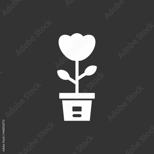 Flowerpot Glyph Inverted Vector Icon Design