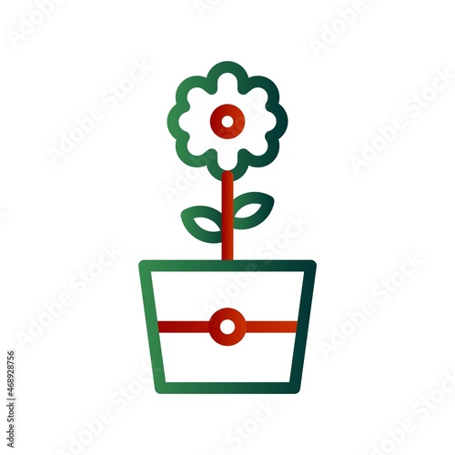 Flowerpot Line Gradient Vector Icon Design