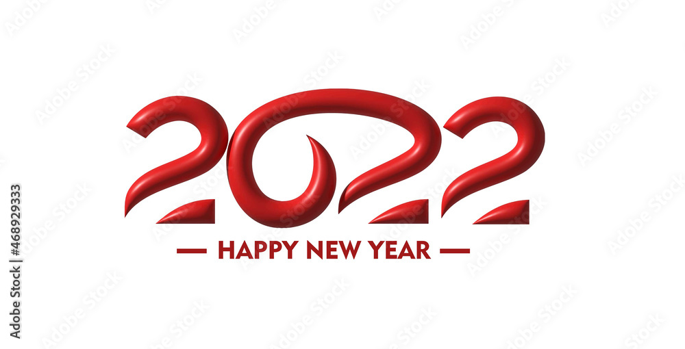 Fototapeta premium 3D Effect Happy New Year 2022 Text Typography Design Patter, Vector illustration.