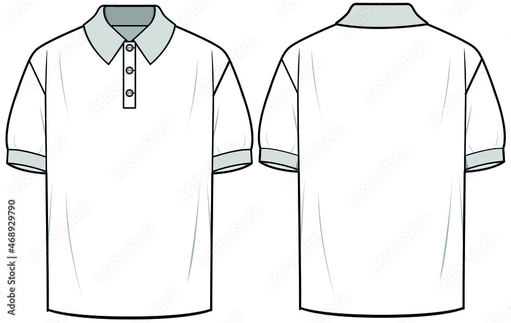 Mens Polo T-shirt with Front and Back View. Fashion Illustration ...