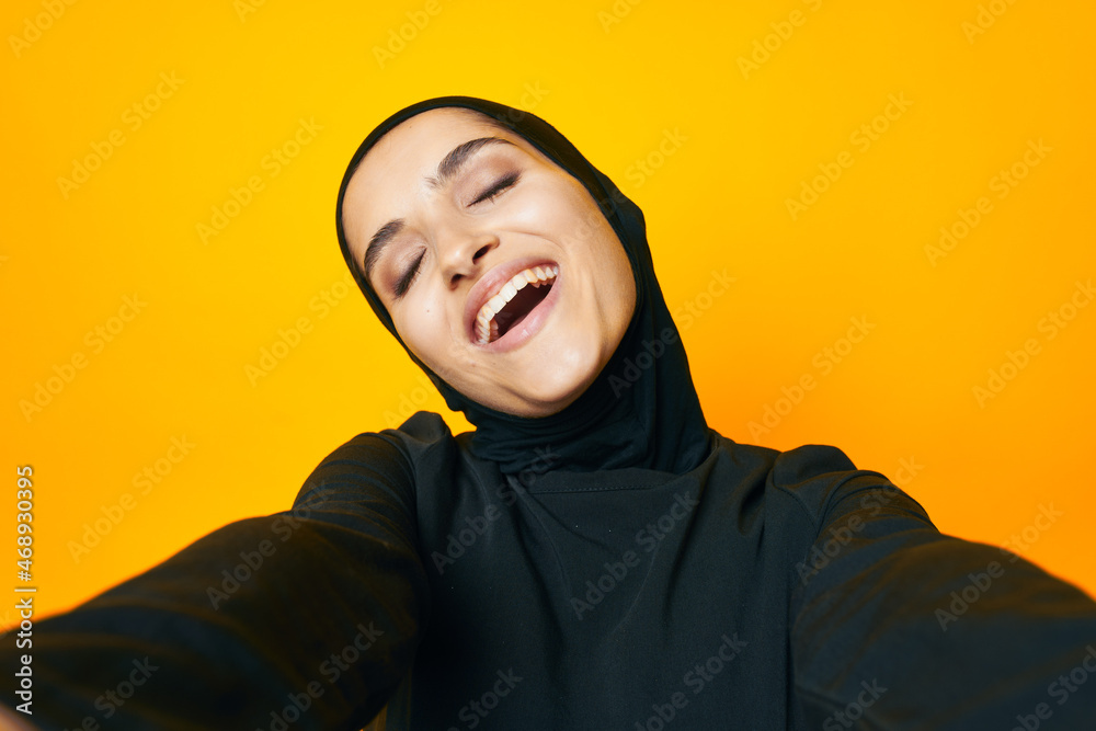 Muslim fun ethnicity model posing emotions studio lifestyle Muslim fun ethnicity model posing emotions studio lifestyle