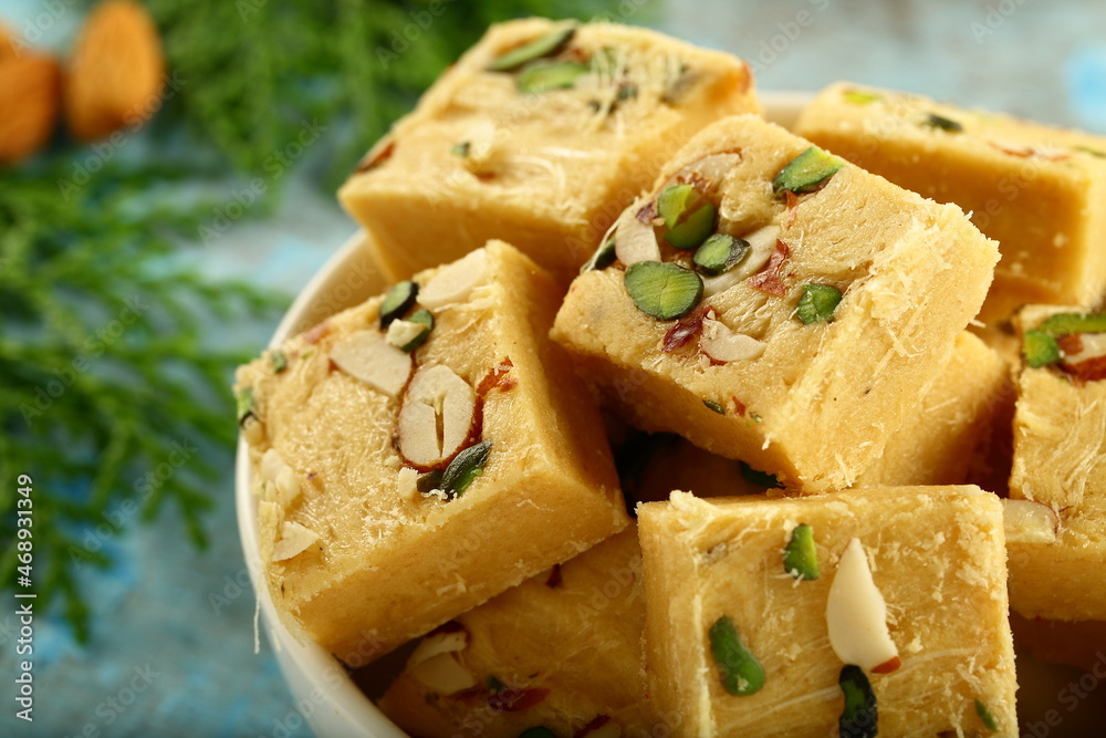 Soan papdi- traditional Indian sweet vegetarian snack food- 