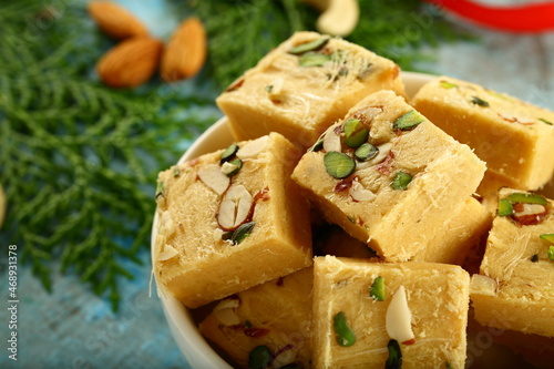 Soan papdi- traditional Indian sweet vegetarian snack food- 