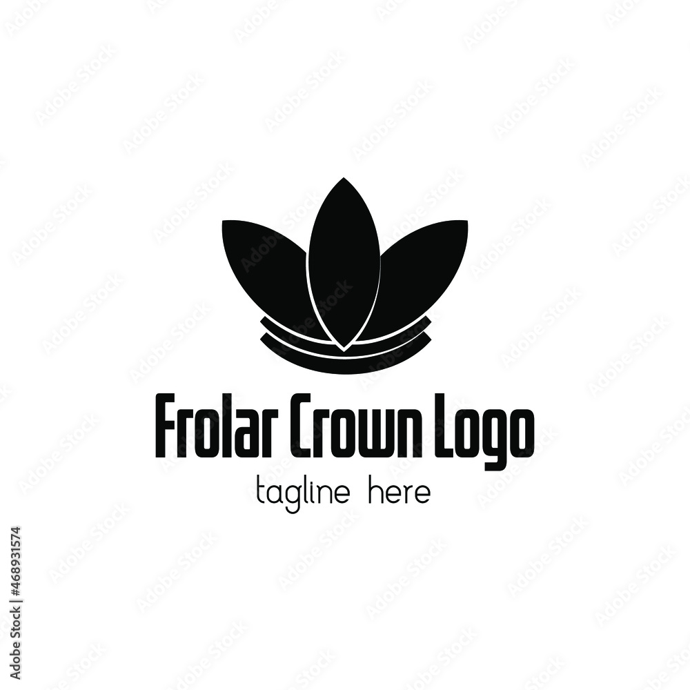Leaf crown logo template element. Crown branding identity. Black and white floral logo. Leaf crown logo template element. Crown branding identity. Black and white floral logo.