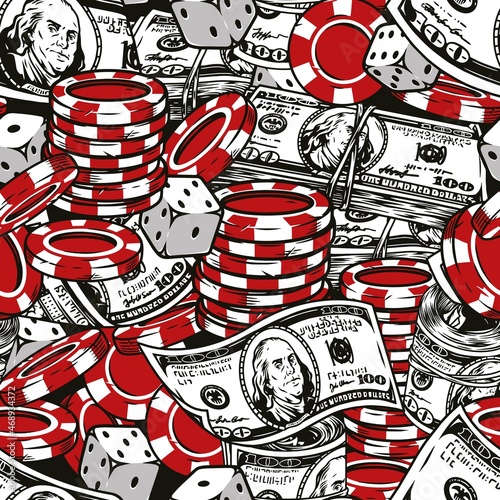 Gambling vintage seamless pattern