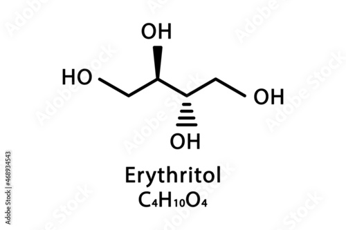 Erythritol molecular structure. Erythritol skeletal chemical formula. Chemical molecular formula vector illustration photo