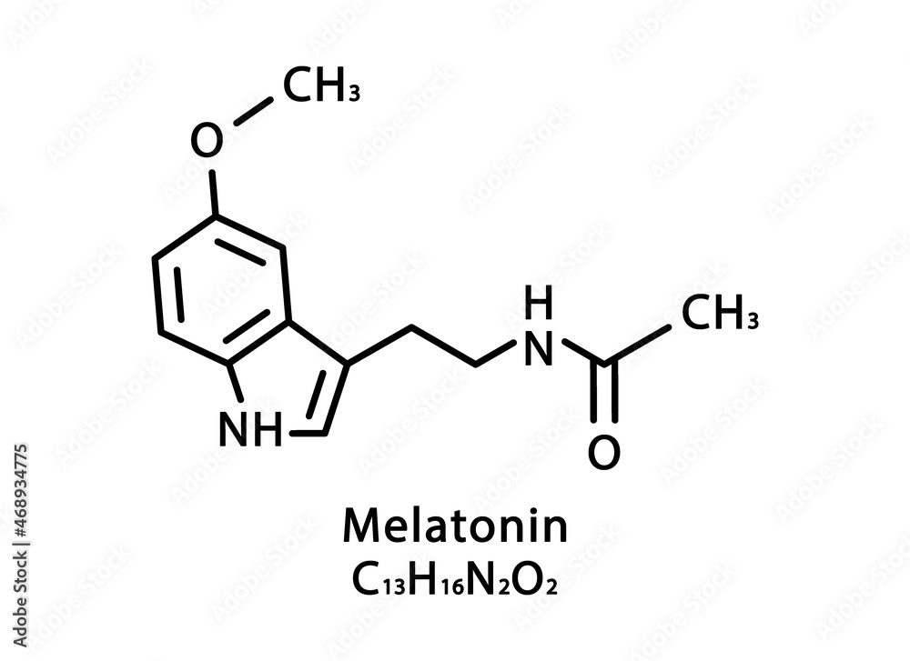 Melatonin molecular structure. Melatonin skeletal chemical formula. Chemical molecular formula vector illustration Melatonin molecular structure. Melatonin skeletal chemical formula. Chemical molecular formula vector illustration