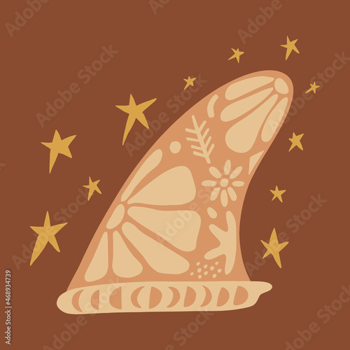 Surfing camp summer hippie groovy surf boho naive funky handdrawn style art surfboard elements