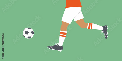 Football. Soccer. Footballers kick the ball. Mans or girls playing stadium field soccer. Football game. Active lifestyle and leisure.Sport training. Outdoor activity.Flat vector illustration.Isolated 