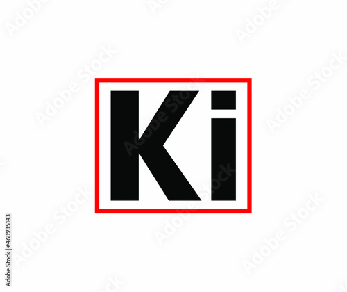 Free Download 'KI' Company name initial letters monogram. KI letters in red box. KI brand logo. - GFXLoad