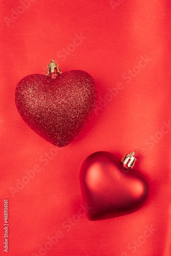 The red Heart shapes on abstract light red background concept for valentines day with sweet and romantic moment