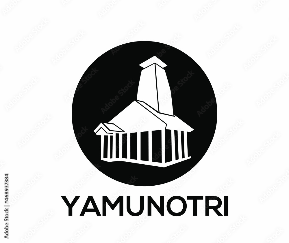 Yamunotri ( lord shiva name) Temple vector icon. Yamunotri temple in round shape.